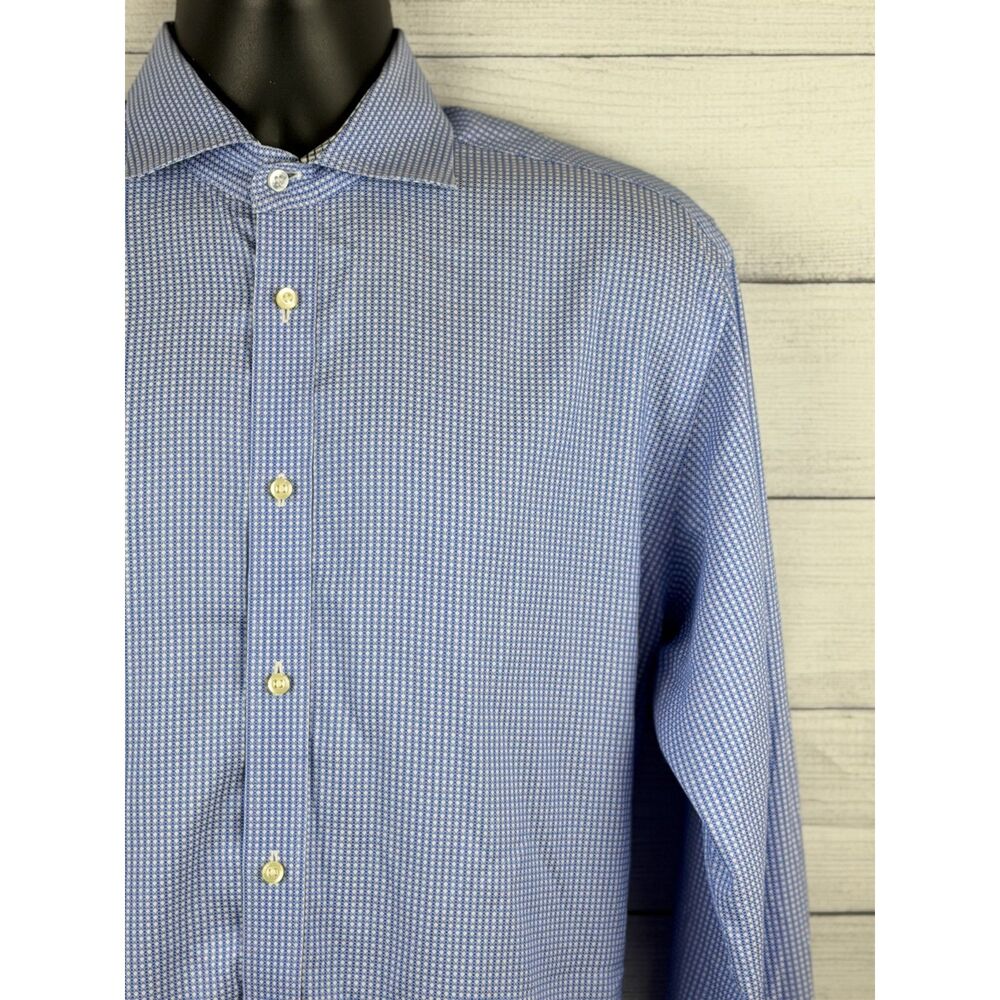 Thomas Dean Blue Check Button Up Shirt Medium